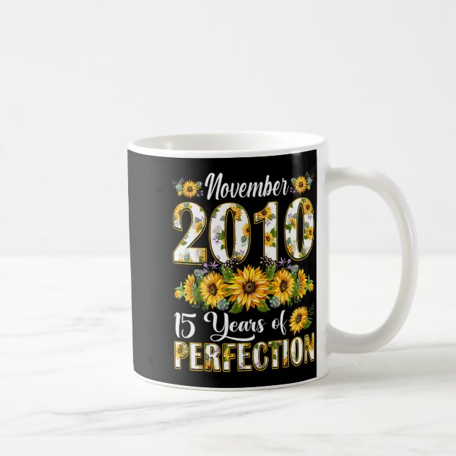 Taza De Café 15 Year Old November 2010 Sunflower 15th Birthday  (Derecha)