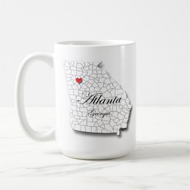 Taza De Café 15oz Atlanta Mug, Atlanta Mug, Atlanta Coffee Mug, (Izquierda)
