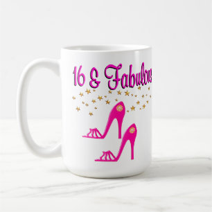 TAZA DE CAFÉ 16 Y FABULOSO DISEÑO DEL 16º CUMPLEAÑOS