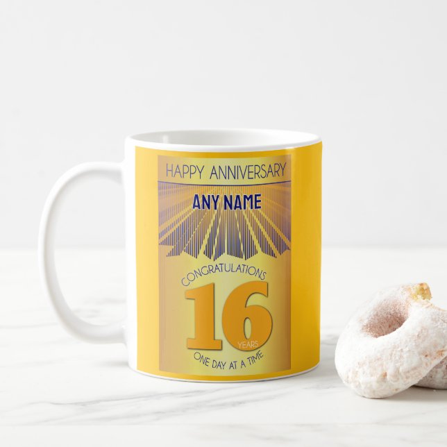 Taza De Café 16Year Sober Anniversary | Golden Ray 12 Step (Con donut)