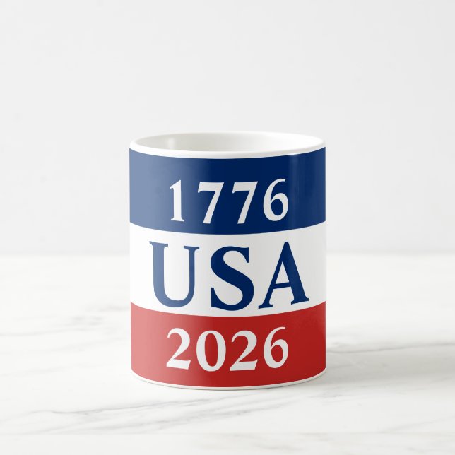 Taza De Café 1776 USA 2026 Red White and Blue Patriotic (Centro)