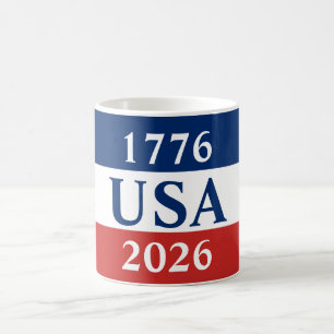 Taza De Café 1776 USA 2026 Rojo Blanco y Azul Patriótico