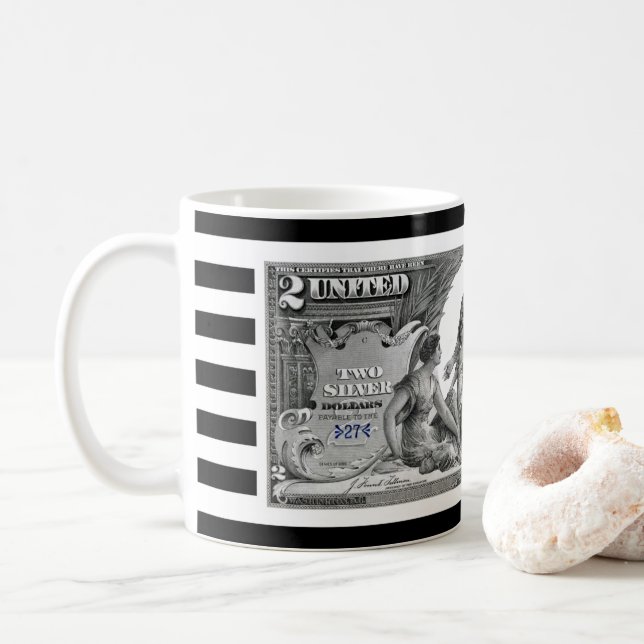 Taza De Café 1896 Silver Certificate ~ Electricity ~ Commerce~ (Con donut)
