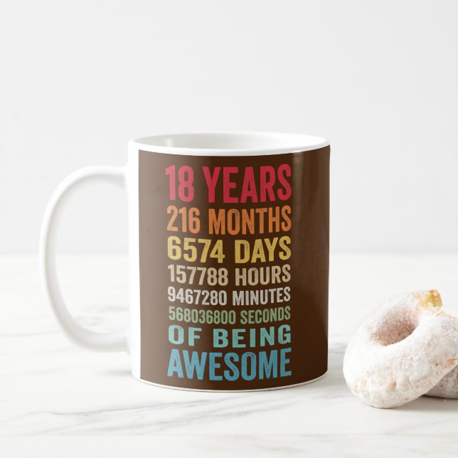 Taza De Café 18 Años 216 Meses De Ser Increíble 18 (Con donut)