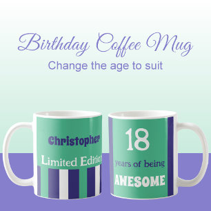 Taza De Café 18 años de ser un nombre increíble púrpura verde