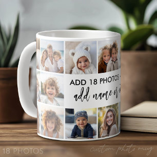 Taza De Café 18 Colaje de Fotos con Texto Moderno en el Centro