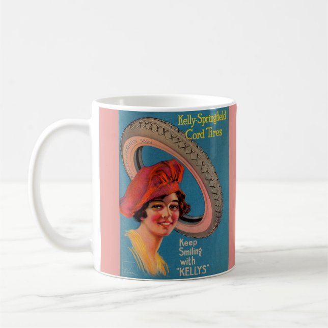 Taza De Café 1918 Kelly Springfield llanta y sigue sonriendo (Izquierda)