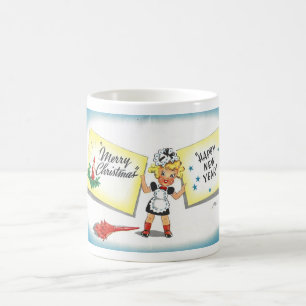 TAZA DE CAFÉ 1943 TARJETA DE REUNIÓN 'NAVIDADES—AÑO NUEVO'