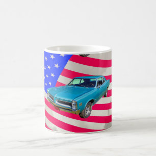 Taza De Café 1966 Pontiac Le Mans y bandera americana