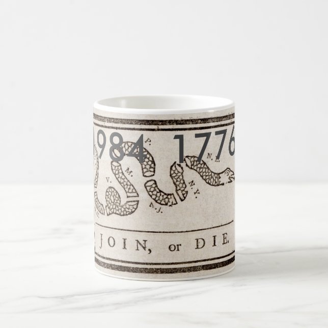 Taza De Café 1984 = 1776 Unirse o morir mug (Centro)