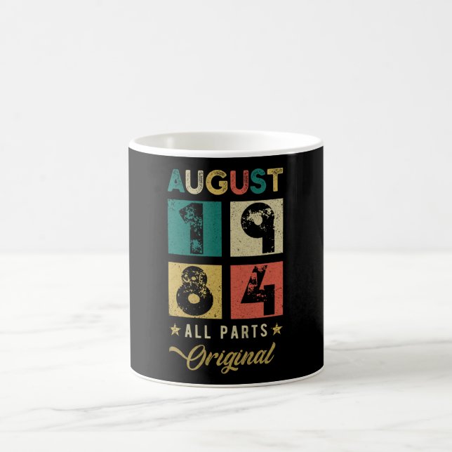 Taza De Café 1984 Agosto Cumpleaños Retro (Centro)