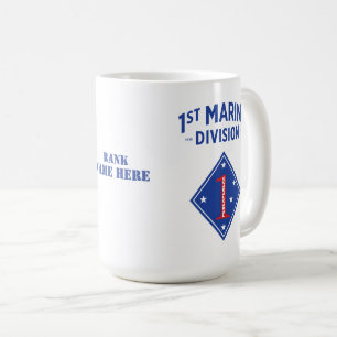 Taza De Café 1.ᵉʳ distintivo de división marina (Personalizable
