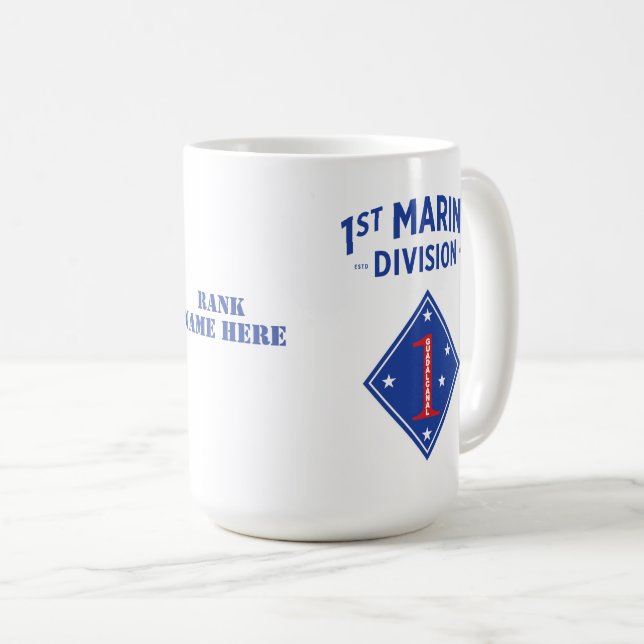 Taza De Café 1.ᵉʳ distintivo de división marina (Personalizable (Anverso derecho)