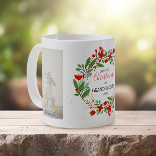 Taza De Café 1.ᵉʳ Navidad   Abuelos Wreath Floral 2 Foto