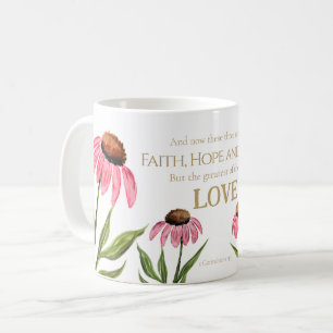 Taza De Café 1 Corintios 13:13 Fe Hope Love Pink Floral