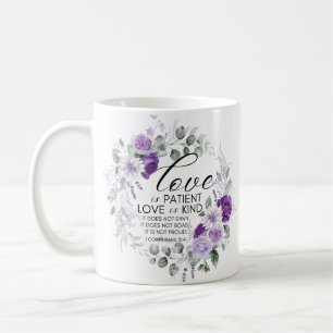 Taza De Café 1 Corintios 13:4 El amor es la floral violeta del 