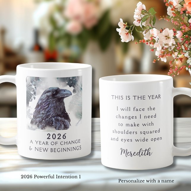 Taza De Café 1. Cuervo 2026 Año de Cambio Intención Poderosa (Raven 2026 Year of Change and New Beginnings Powerful Intention 1 Coffee Mug)