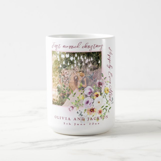 Taza De Café 1 Foto de recién casados 1Texto rosado de Navidade (Centro)