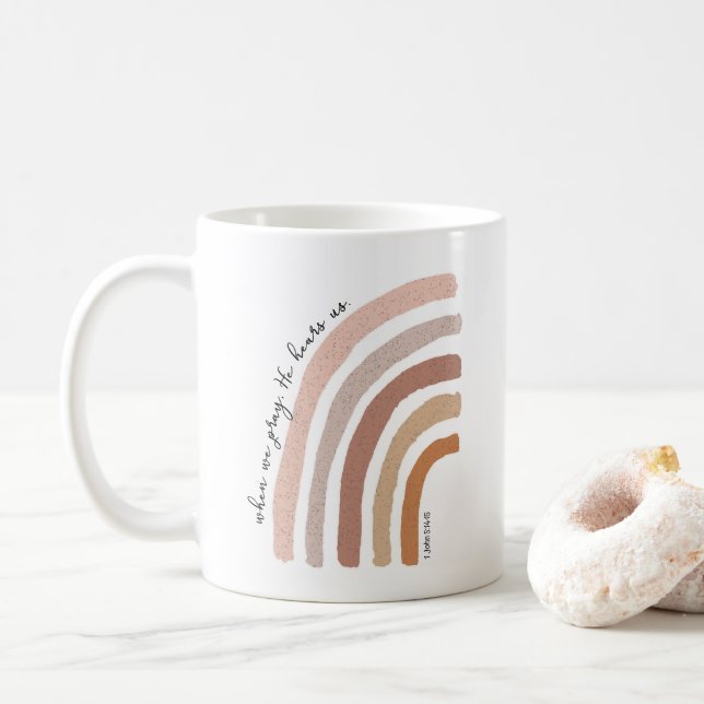 Taza De Café 1 Juan 5:15 - Arcoiris Boho (Con donut)