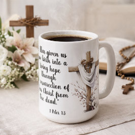 Taza De Café 1 Peter 1:3 Living Hope Easter Scripture Art