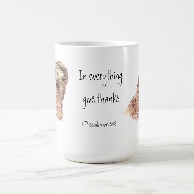 Taza De Café 1 Tesalónica 5:18 Escritura, pájaro puro (Centro)