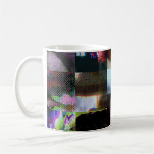 Taza De Café 1FB1F9F4 Arte Mosaico Abstracto de Glitch Cyberpun