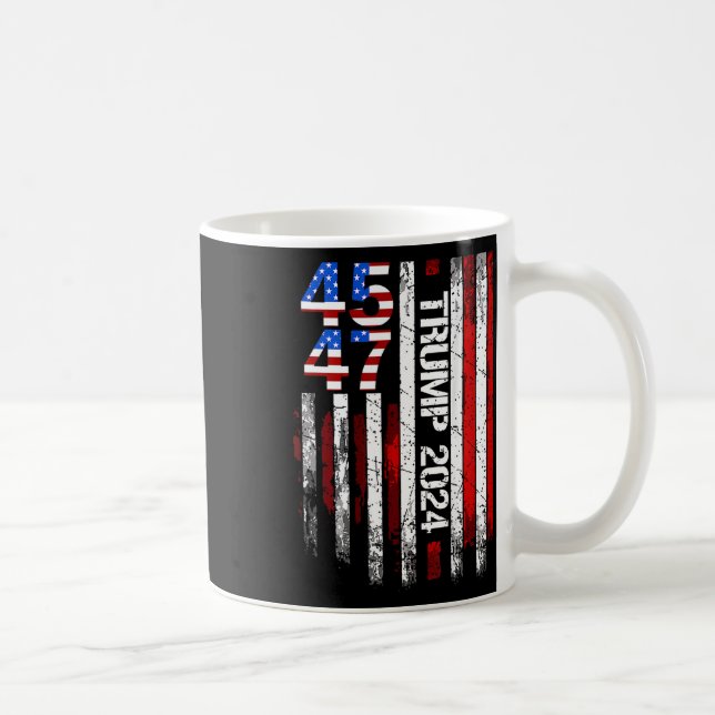 Taza De Café 2024 45 47 Retro de bandera estadounidense antigua (Derecha)