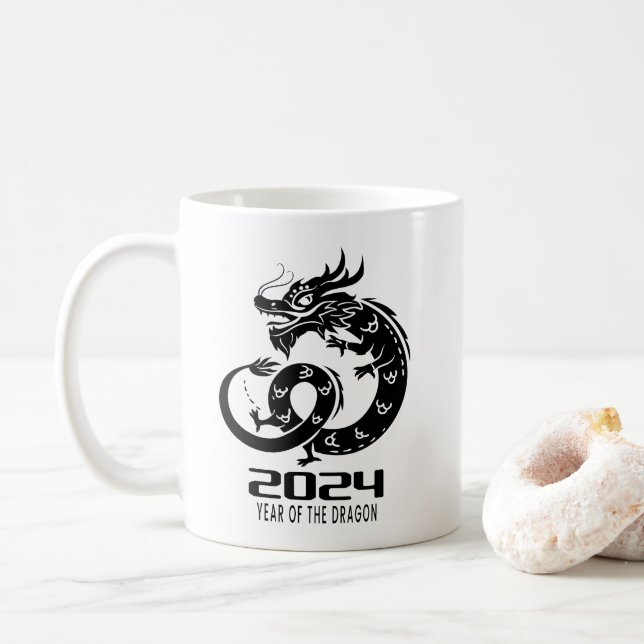 Taza De Café 2024 Feliz Año Nuevo Chino (Con donut)