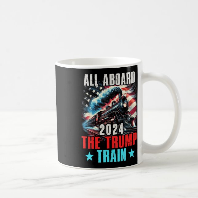 Taza De Café 2024 Todo A Bordo Del Tren De Trump Bandera Estado (Derecha)