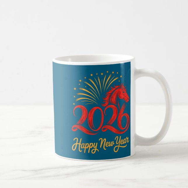 Taza De Café 2026 Chinese Zodiac Horse Year Happy New Year Fire (Derecha)