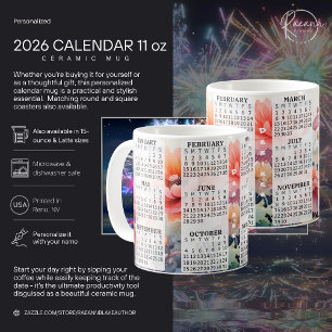Taza De Café 2026 Personalizado 11 oz. Mugre cerámica del calen