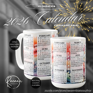 Taza De Café 2026 Personalizado 15 oz. Mugre cerámica del calen