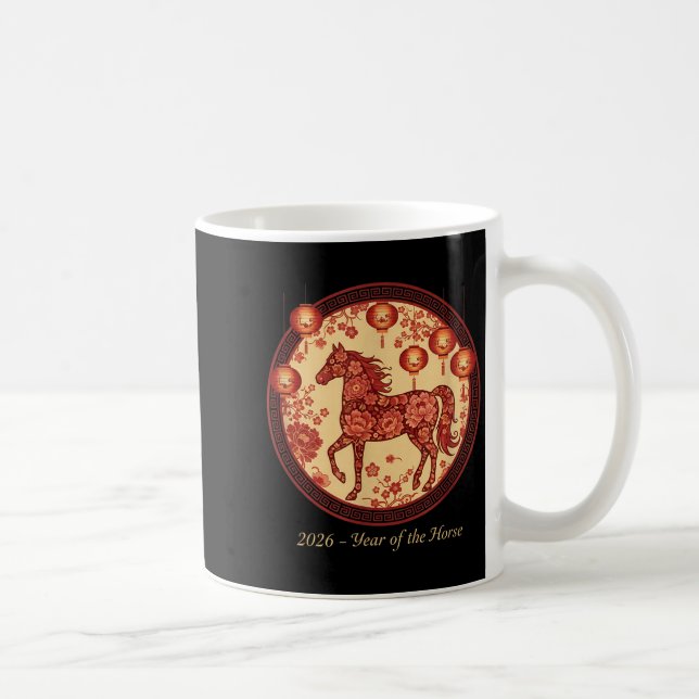 Taza De Café 2026 Year Of The Horse Lantern Design – Floral Zod (Derecha)