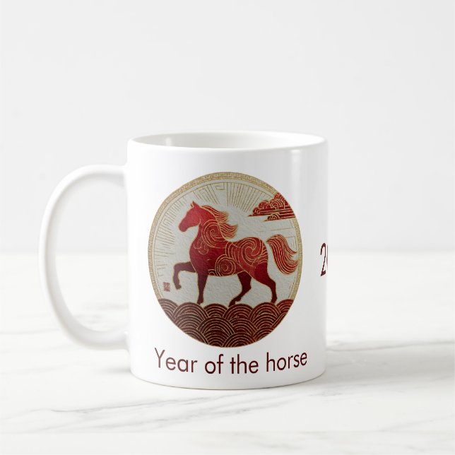 Taza De Café 2026 Year of the Horse – Lunar New Year Art (Izquierda)