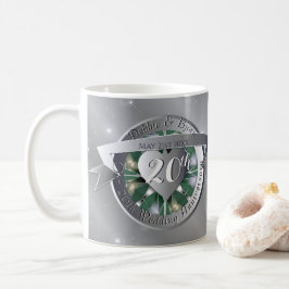 Taza De Café 20.º Aniversario del Boda Esmeralda Platino