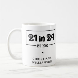 Taza De Café 21º cumpleaños 21 personalizado en 24 Est 2003 Cum