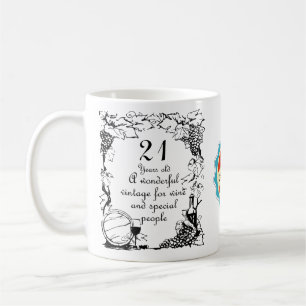 Taza De Café 21º cumpleaños Personalización del vino de cose