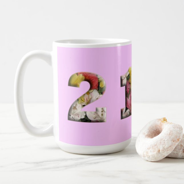 Taza De Café 21.º Personalizable hito de cumpleaños (Con donut)