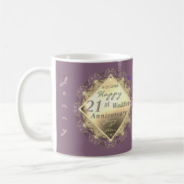 Taza De Café 21° Aniversario Boda Brass Iolite Mug
