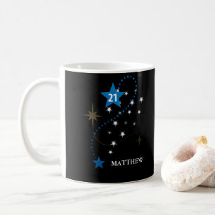 Taza De Café 21 años azul y negro personalizado