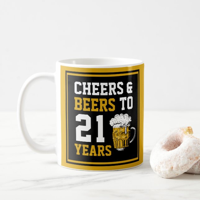 Taza De Café 21 años de júbilo y cerveza a 21 años (Con donut)