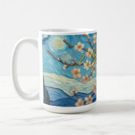 Taza De Café 21 cumpleaños Almond flor crema azul