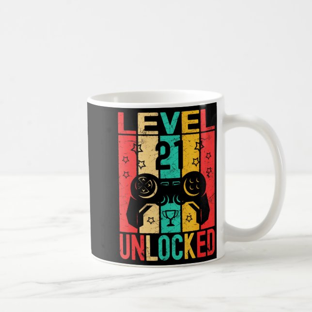Taza De Café 21st Birthday Level 21 Unlocked Gamer Funny Birthd (Derecha)
