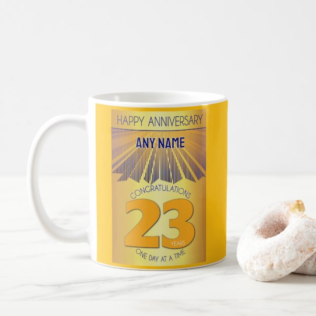 Taza De Café 23 Year Sober Anniversary | Golden Ray 12 Step (Con donut)