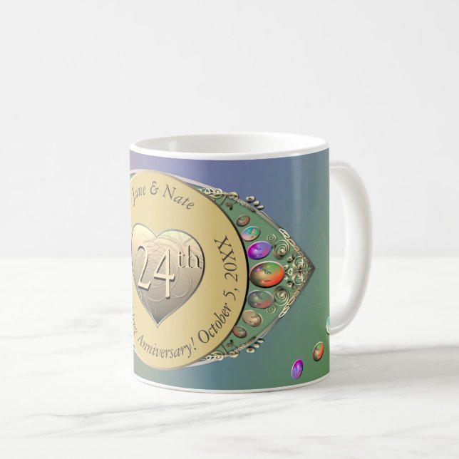 Taza De Café 24° Aniversario de Opal Boda (Anverso derecho)