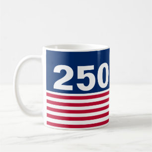 Taza De Café 250 Aniversario USA Rojo Blanco y Azul