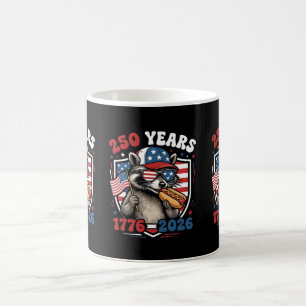 Taza De Café 250 años 1776 2026 mapache patriótico EEUU indepen