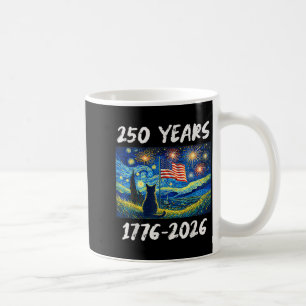 Taza De Café 250 Años Bandera Americana 1776-2026 Gato Noche Es