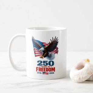 Taza De Café 250 Años De Libertad Águila Patriótica Bandera Ame