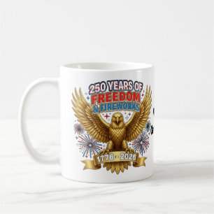 Taza De Café 250 años de libertad y fuegos artificiales